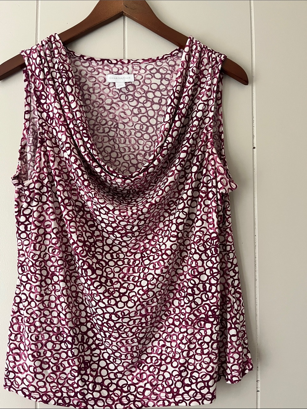 Charter Club Pink Patterned Cowl Neck Tank